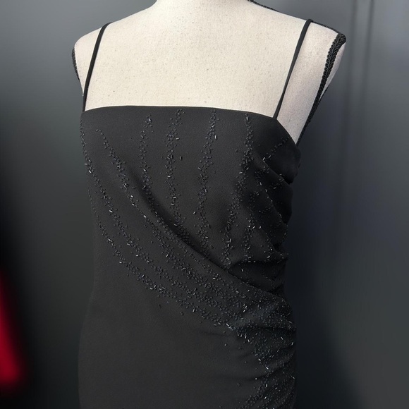 Vintage Y2k 90s Beaded Whimsigoth fairy goth maxi dress tiered hem formal large - Picture 3 of 8